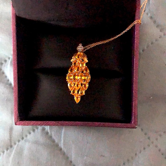 Yellow Sapphire & diamond 10K yellow gold ring. Yellow Sapphire diamond pendant. - Picture 6 of 6